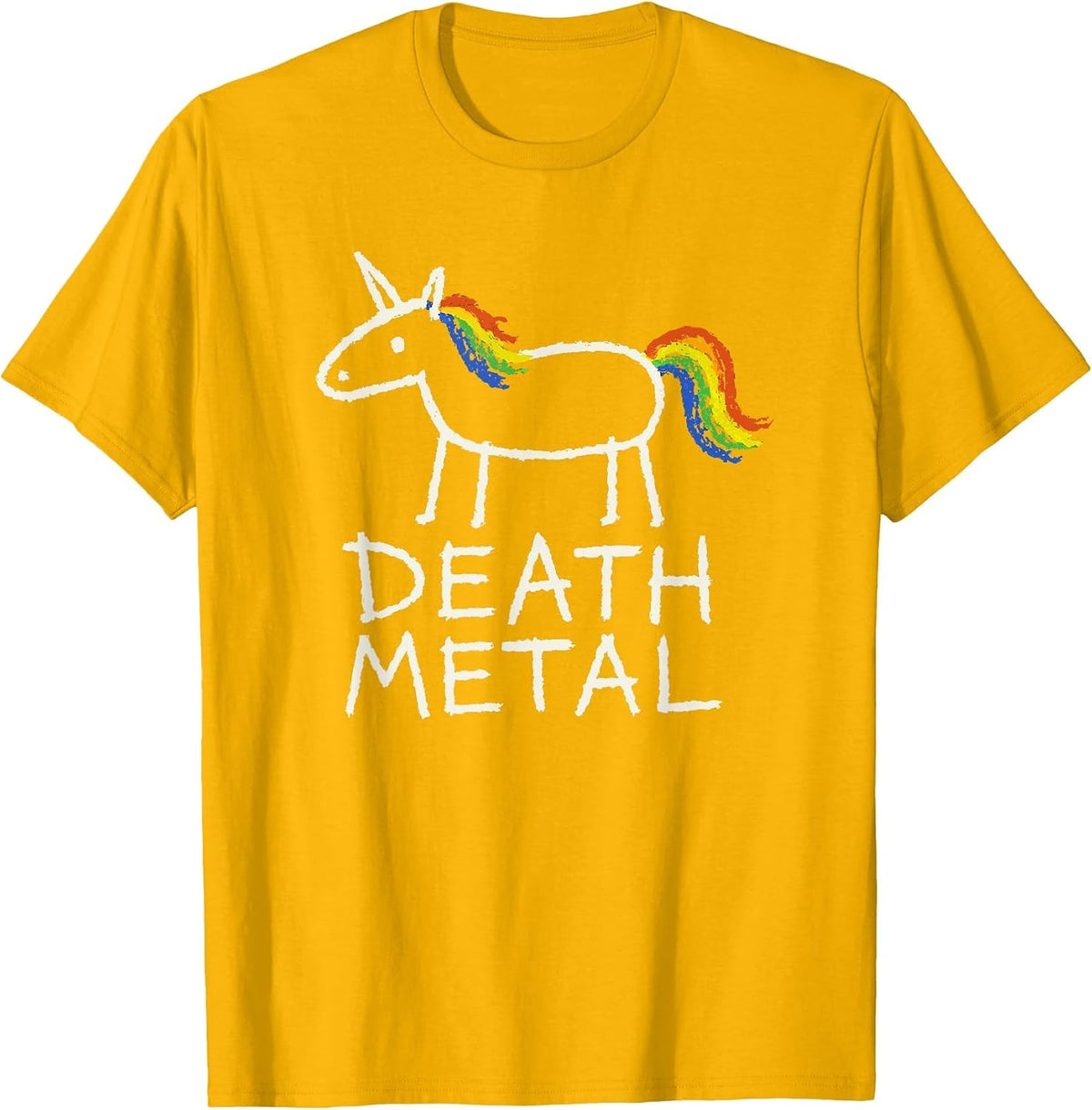 Funny Unicorn Death Metal Rainbow Metalhead Tee T-Shirt - Golden Yellow