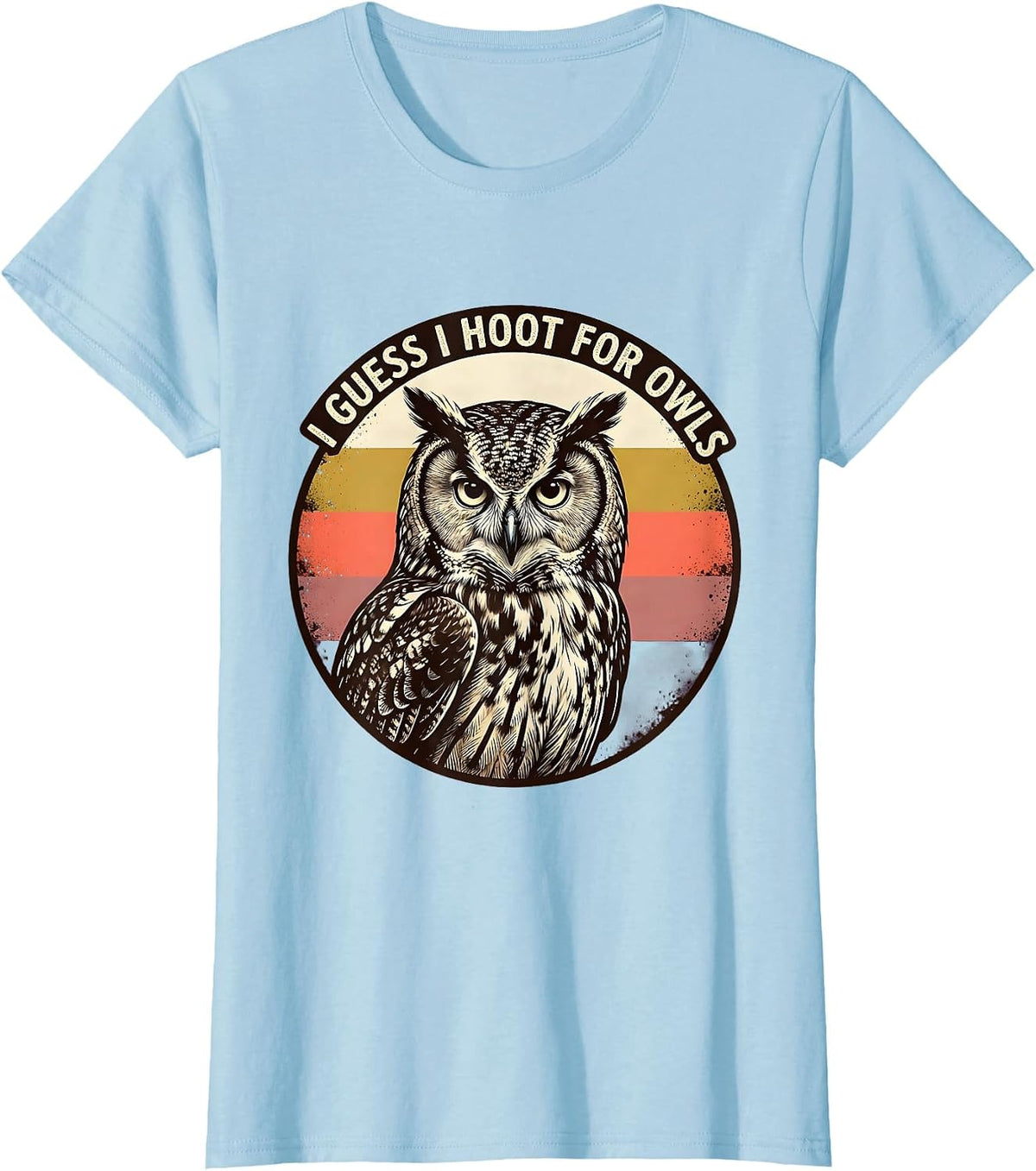 Women's I Guess I Hoot For Owls Funny Vintage Owl Lover Birdwatching T-Shirt - Baby Blue