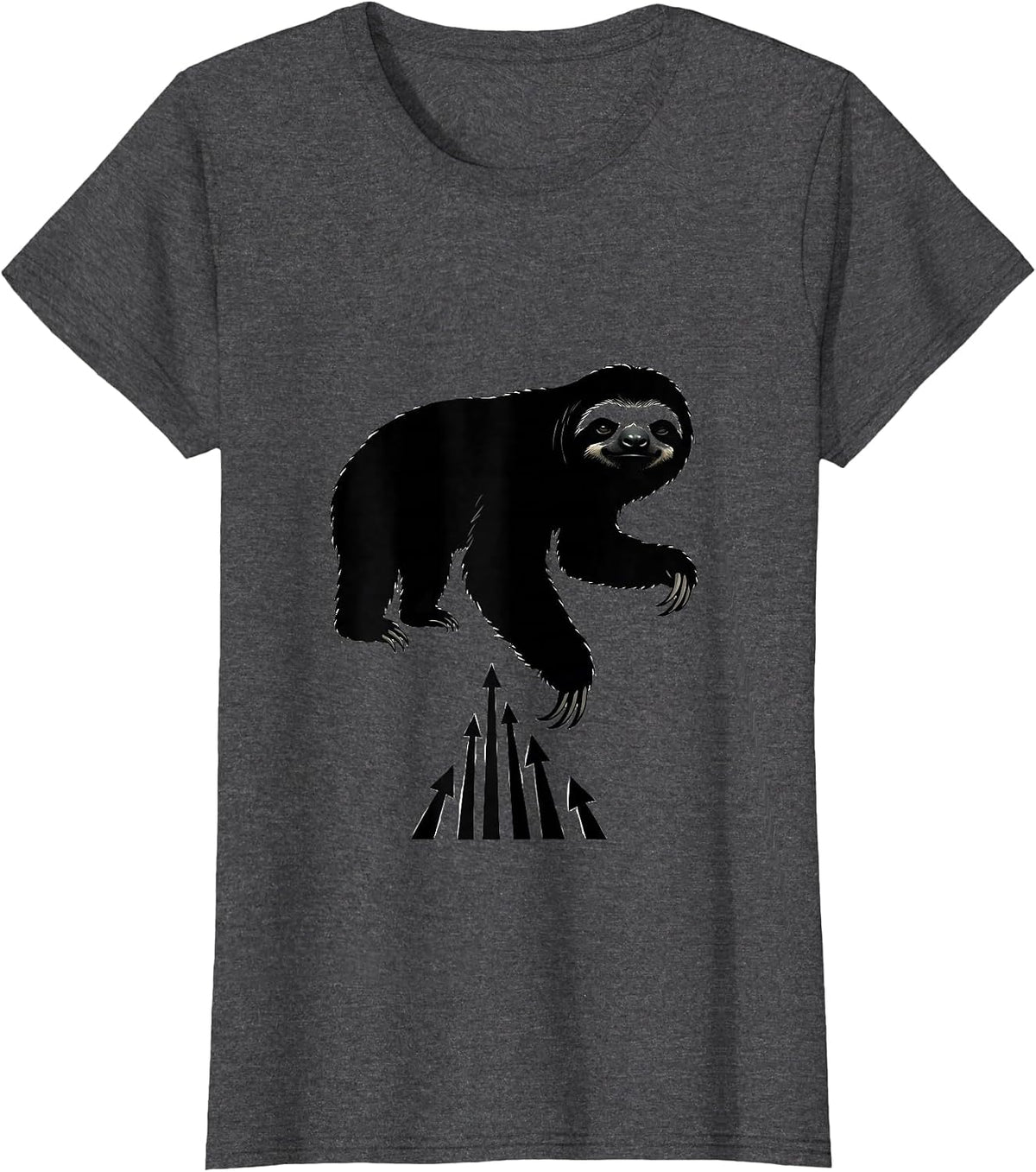 Women's Sloth Silhouette Funny Sloth Lover Gift T-Shirt - Dark Heather Grey