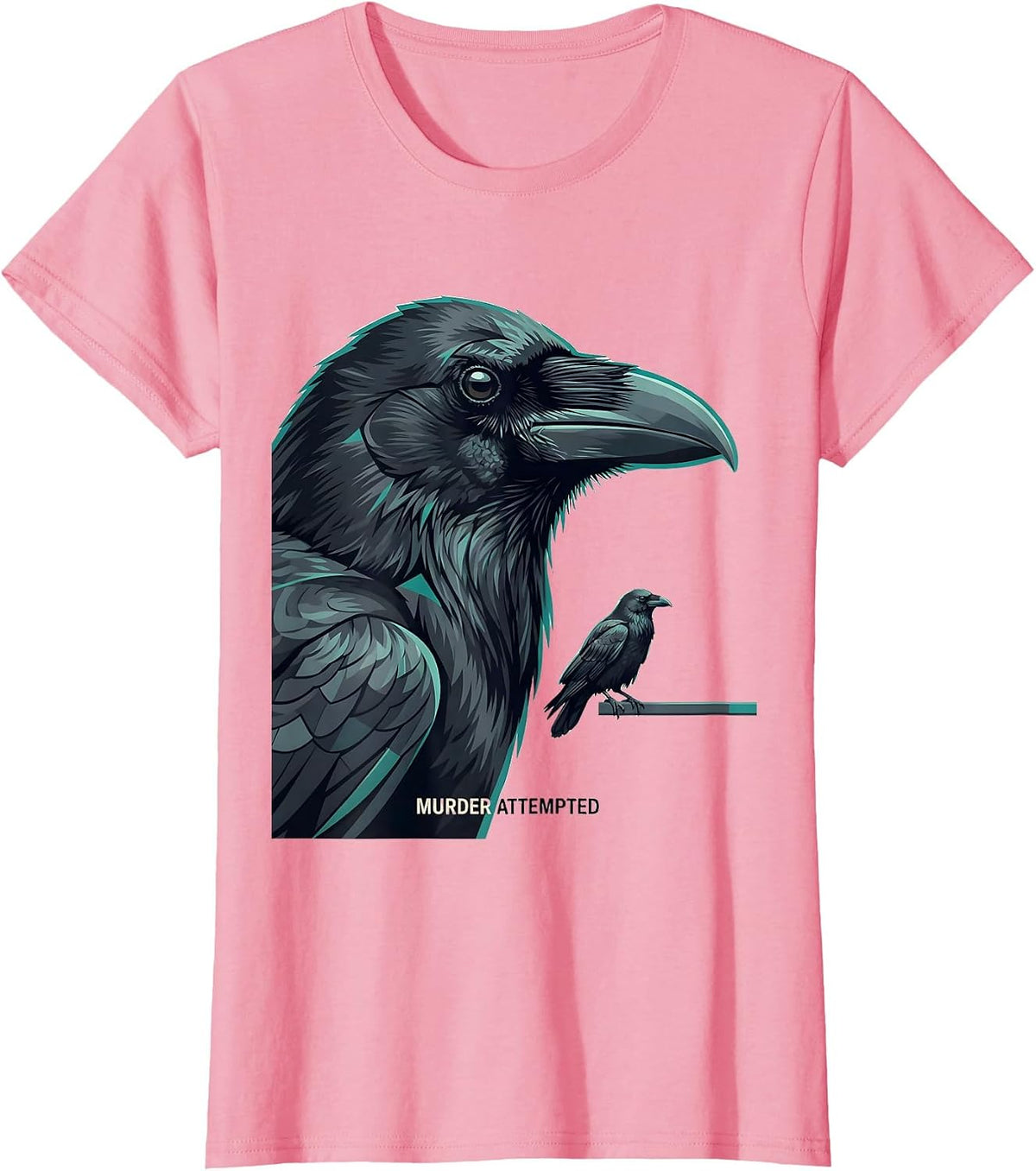 Women's Murder Attempted Flat Vector Dark Humor Crow Lover Gift T-Shirt - Pink