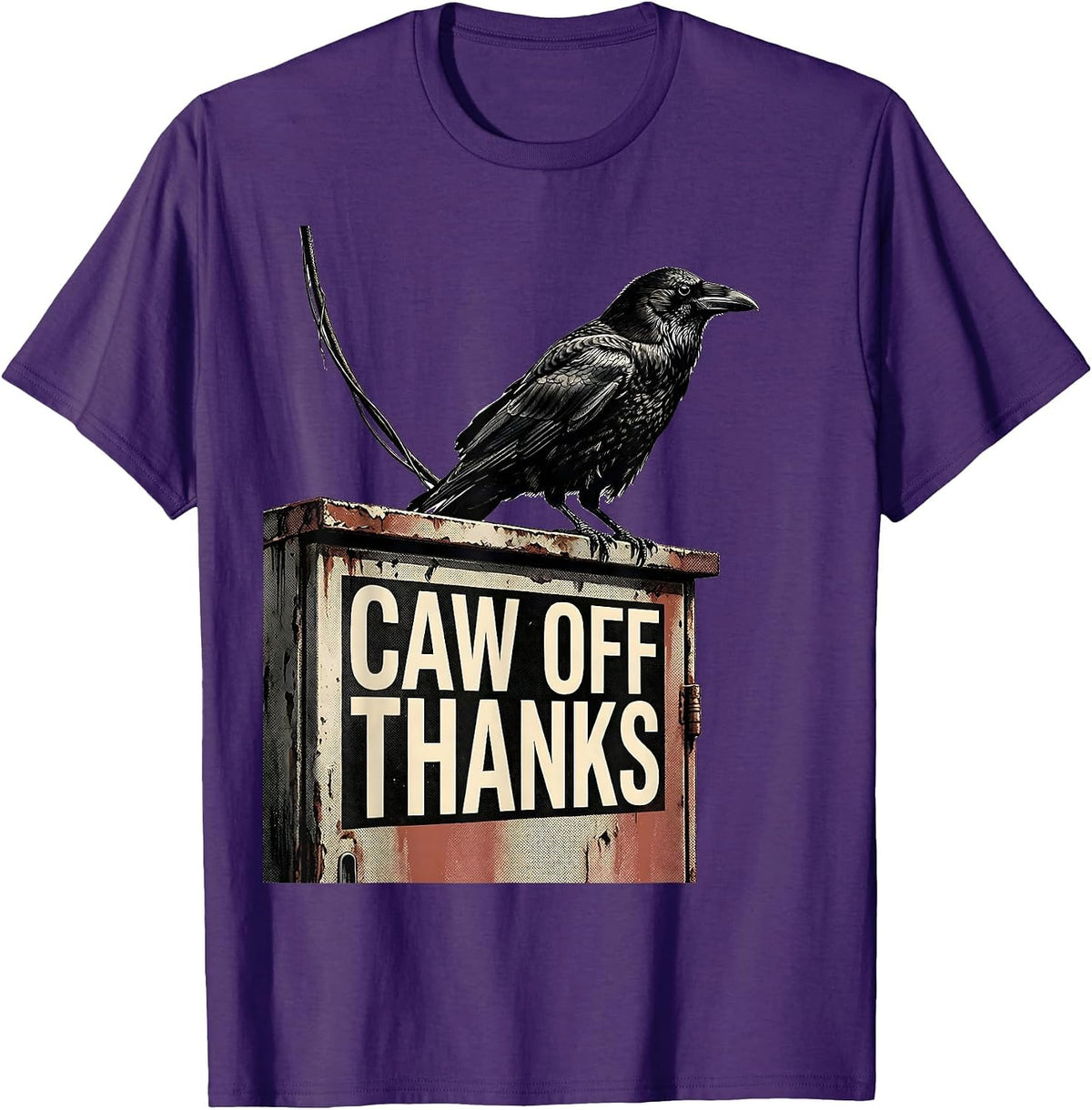 Men's CAW OFF THANKS Funny Crow Meme Raven Bird Lover T-Shirt - Purple