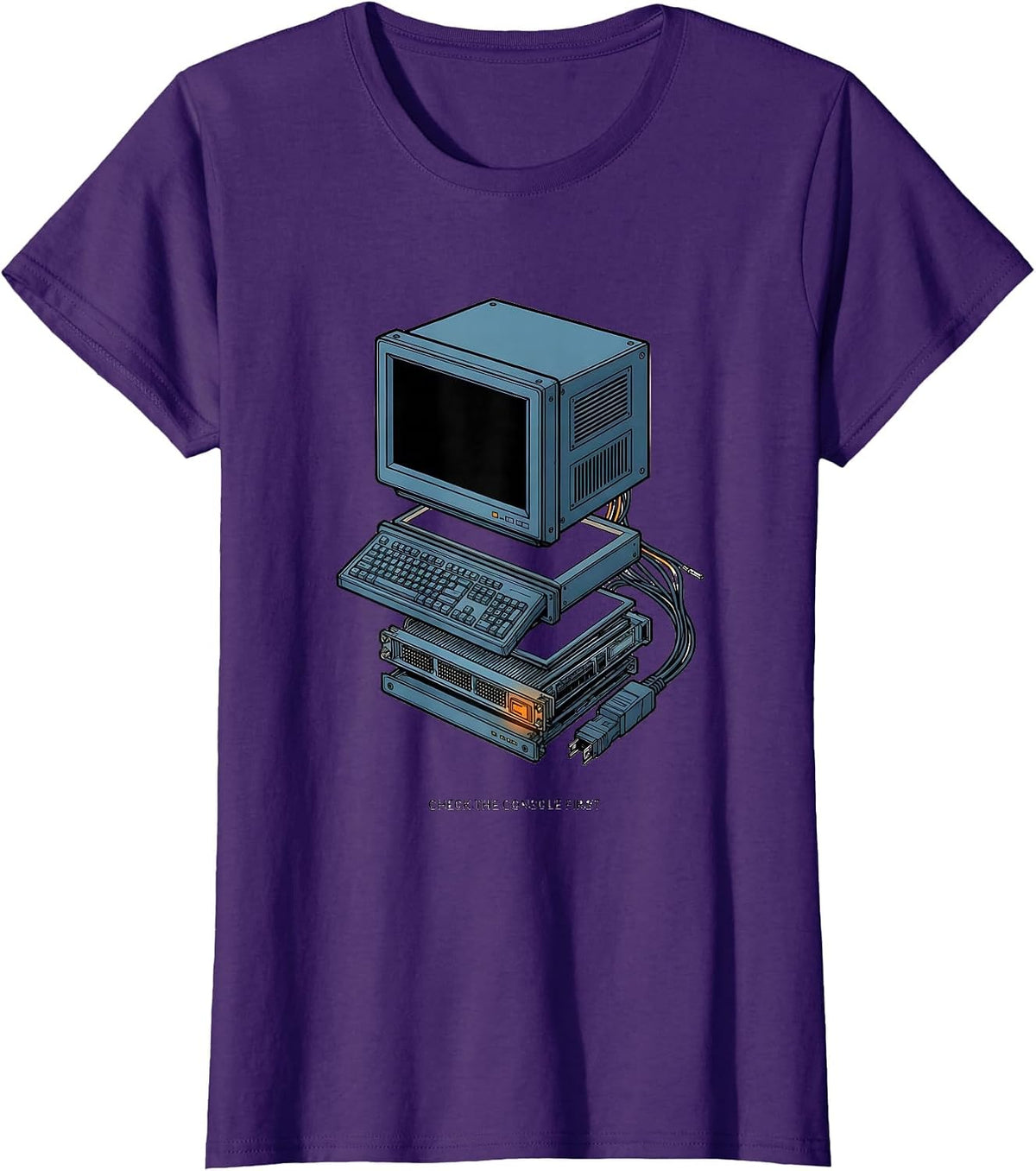 Women's Check The Console First Funny Tech Support Programmer IT T-Shirt - Purple