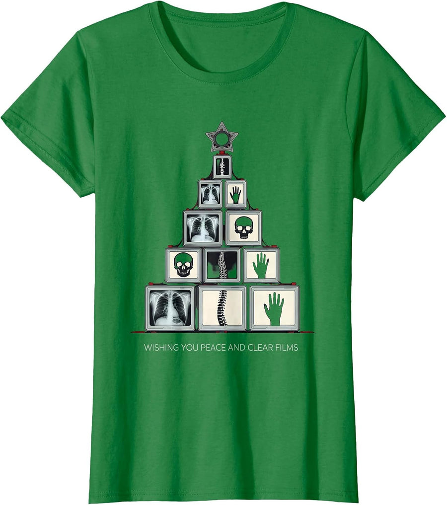 Women's Wishing You Peace And Clear Films Funny Radiology Tech T-Shirt - Kelly Green