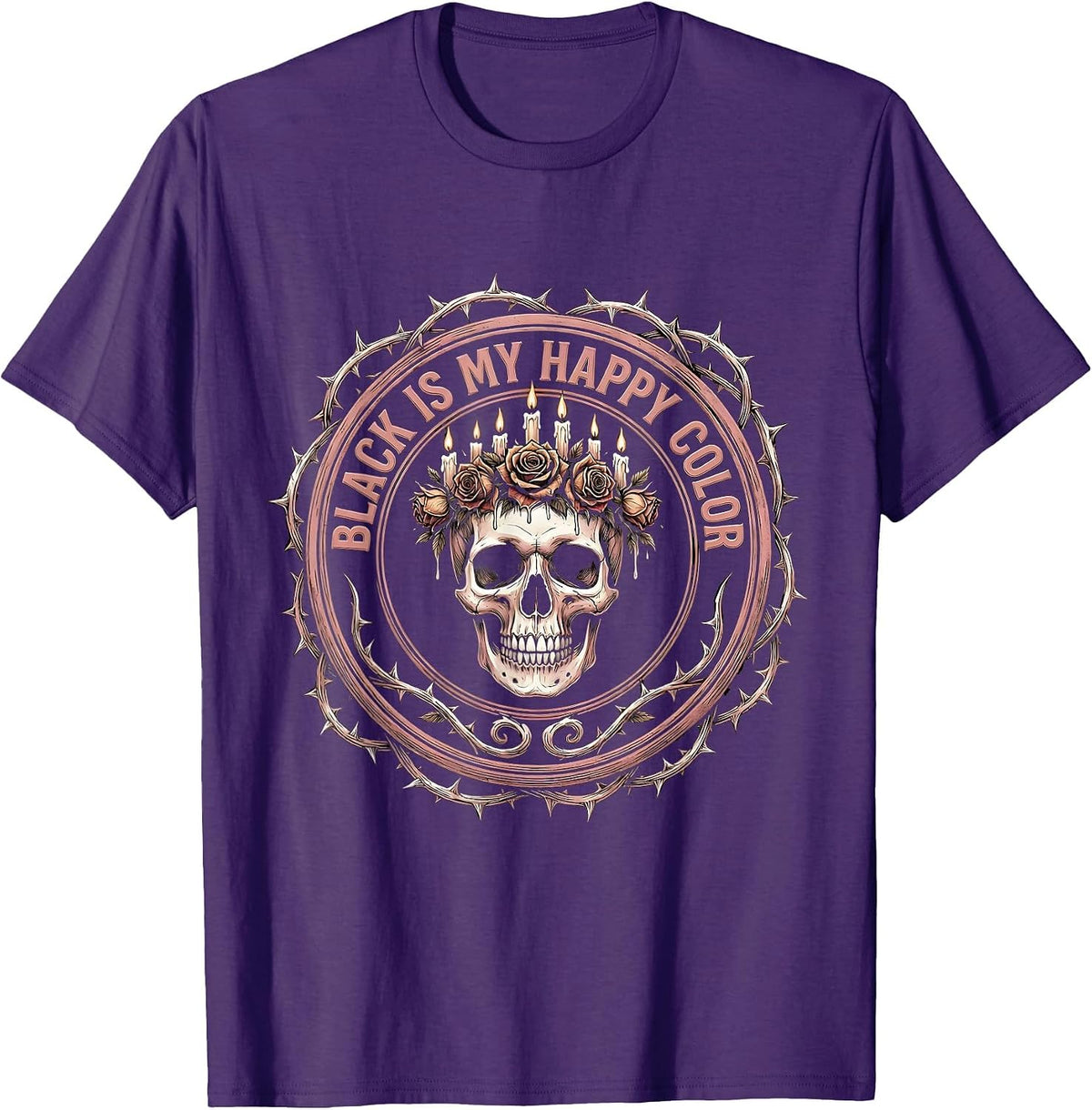 Black Is My Happy Color Goth Design T-Shirt - Purple