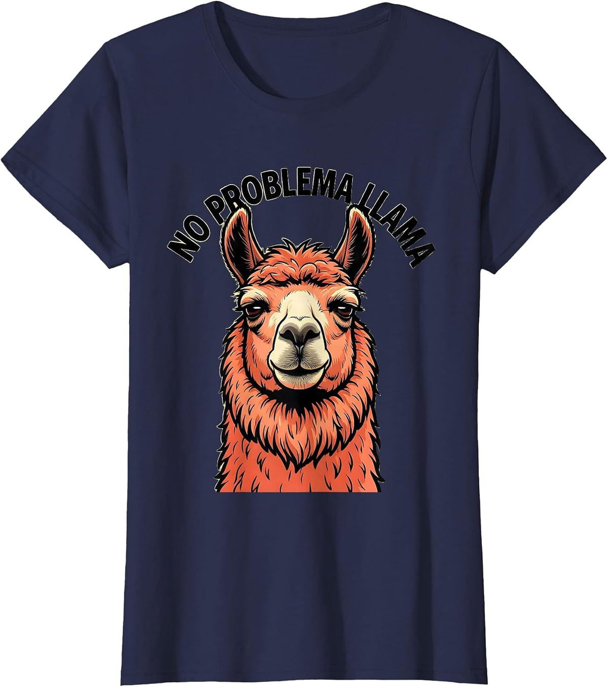 Women's No Problema Llama Funny Llama Lover Animal Humor T-Shirt - Navy Blue