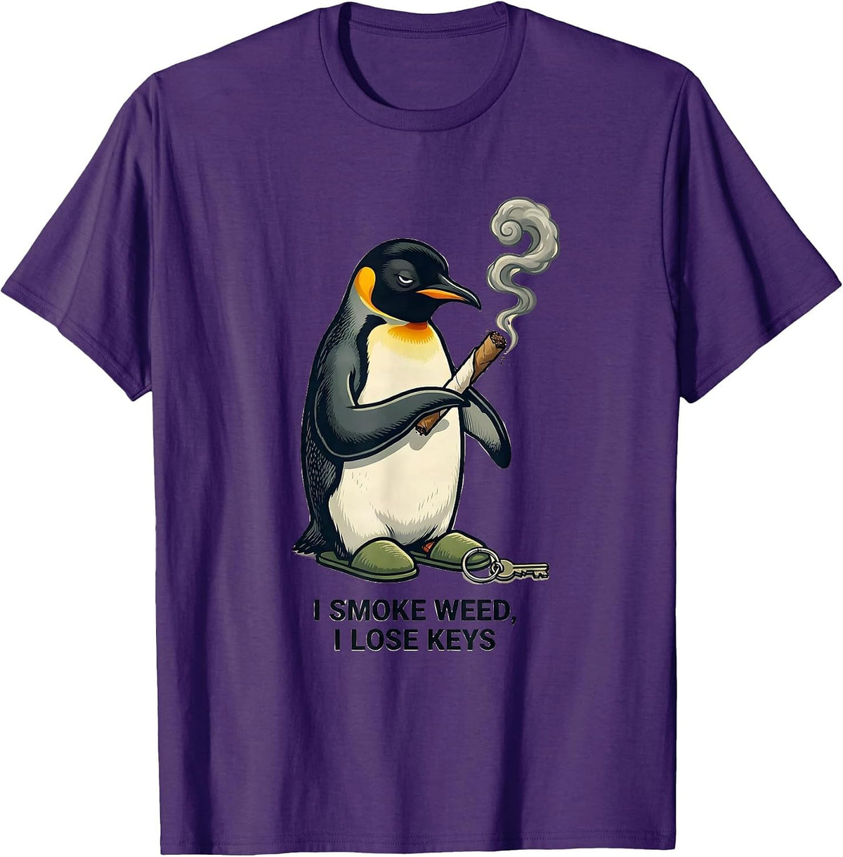 Men's I Smoke Weed, I Lose Keys Funny Stoner Cannabis Humor T-Shirt - Purple