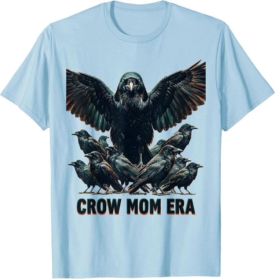 Men's Crow Mom Era Proud Bird Lover Design T-Shirt - Baby Blue