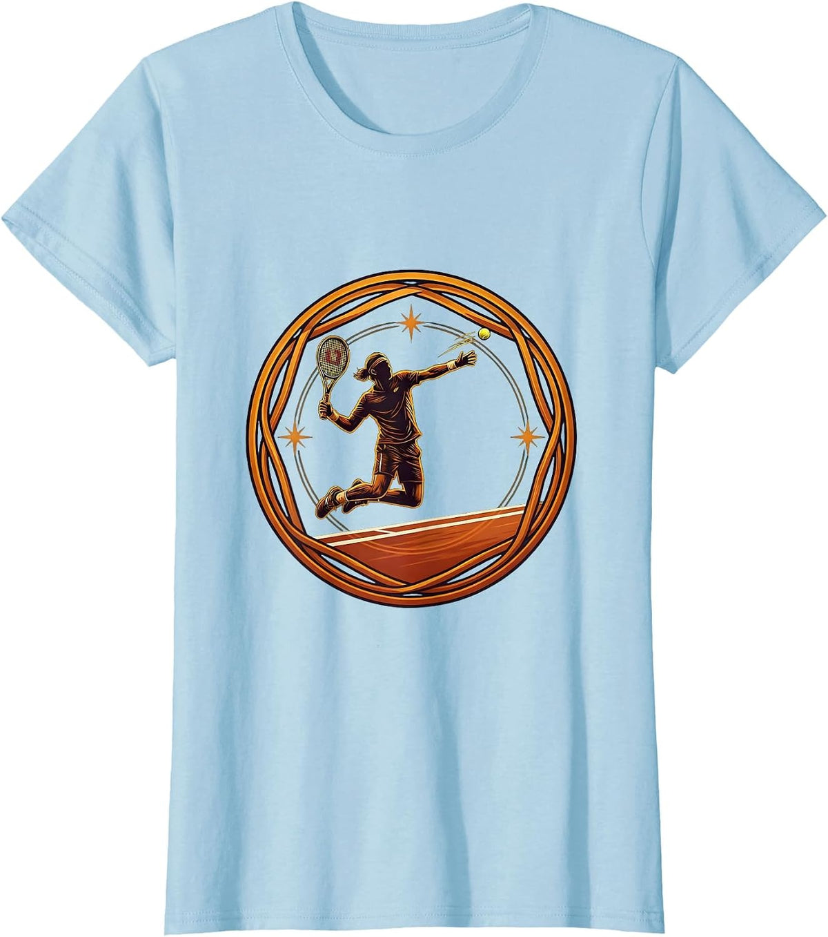 Tennis Diving Volley Full Stretch Graphic T-Shirt - Baby Blue