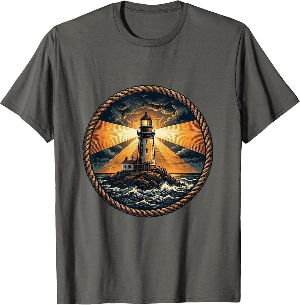 Social Worker Lighthouse Stormy Waters Design T-Shirt - Asphalt Grey