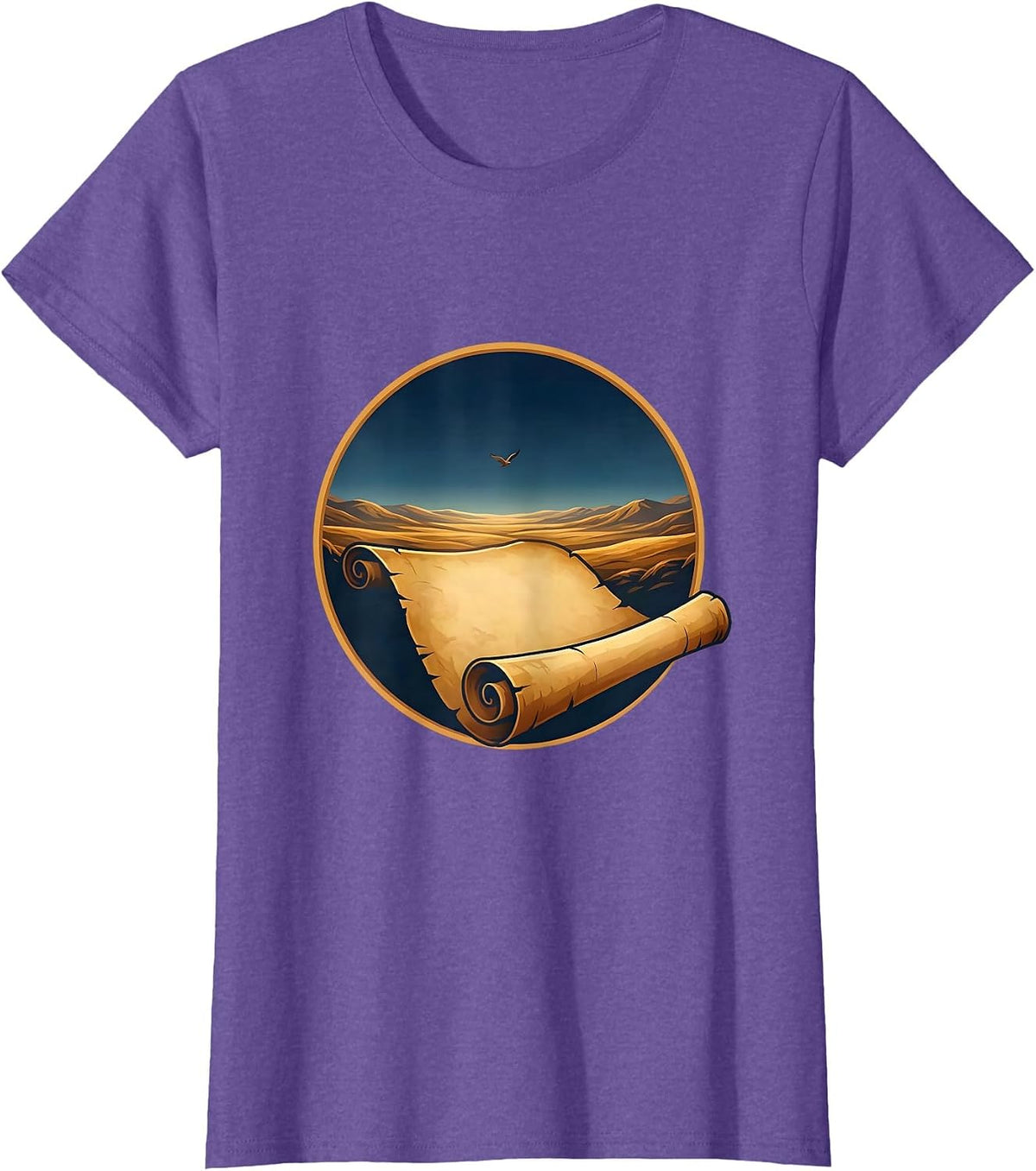 Ancient Scroll Landscape Freedom of Speech Design T-Shirt - Purple Heather