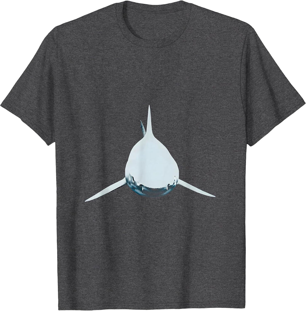 Men's Shark Cutting Through Dark Ocean Waters T-Shirt - Dark Heather Grey