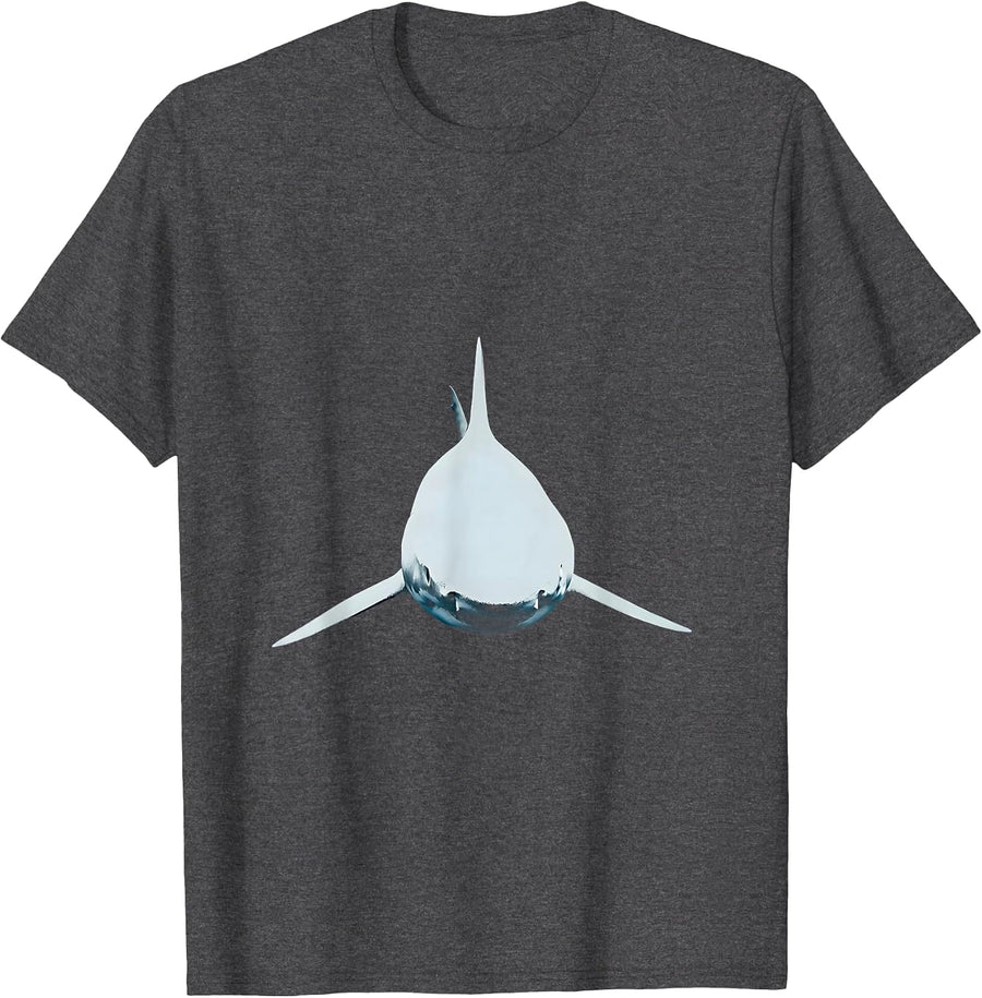 Men's Shark Cutting Through Dark Ocean Waters T-Shirt - Dark Heather Grey