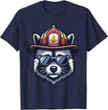 Firefighter Raccoon Funny Fire Department T-Shirt - Navy Blue