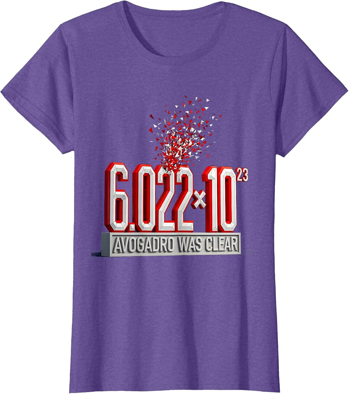 Women's Avogadro Was Clear Low Poly Faceted Chemistry Mole Day T-Shirt - Purple Heather