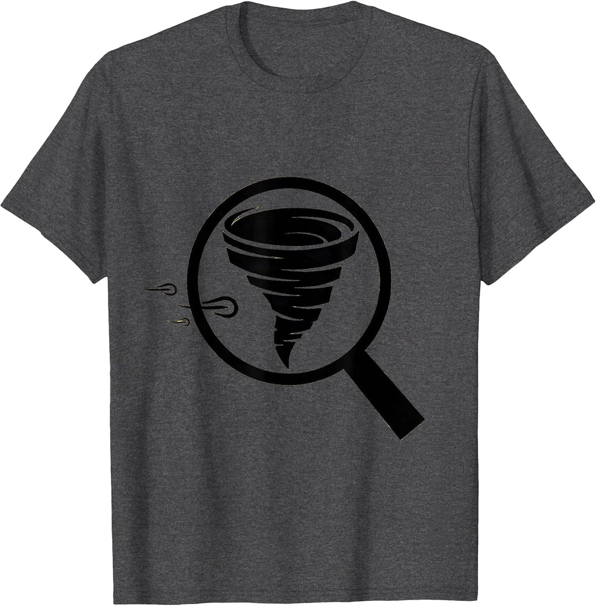 Minifying Tornado Lens Storm Chaser Meteorology Humor T-Shirt - Dark Heather Grey