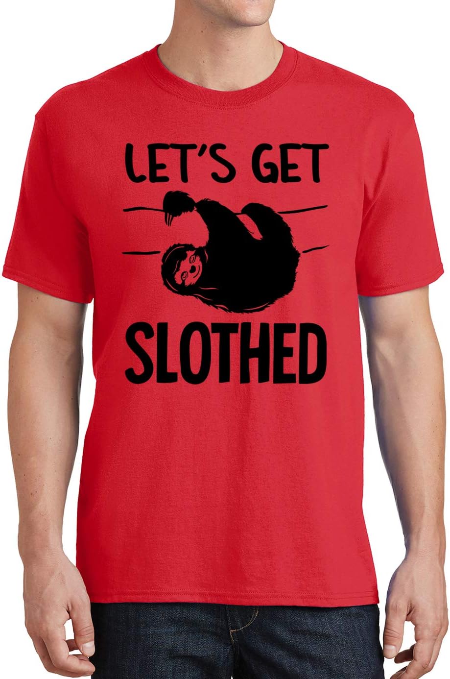 Lets Get Slothed Funny Sloth Lover Mens T-Shirt - Red