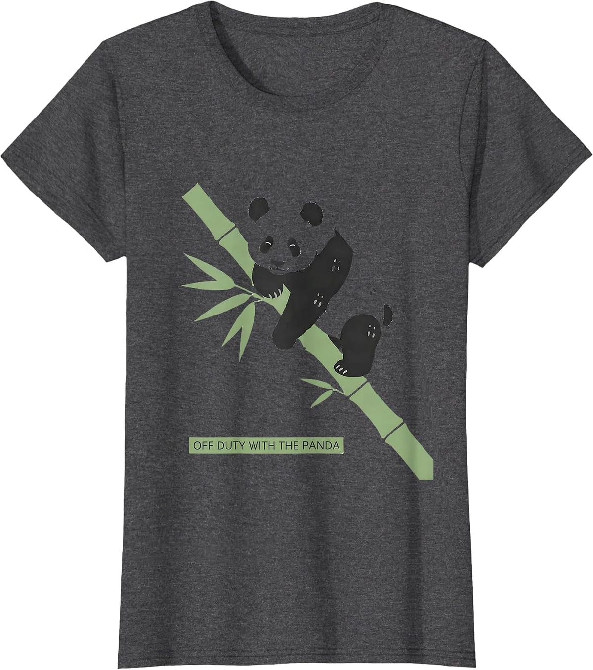 Women's Off Duty With The Panda Funny Sleepy Animal Pajama Portrait T-Shirt - Dark Heather Grey