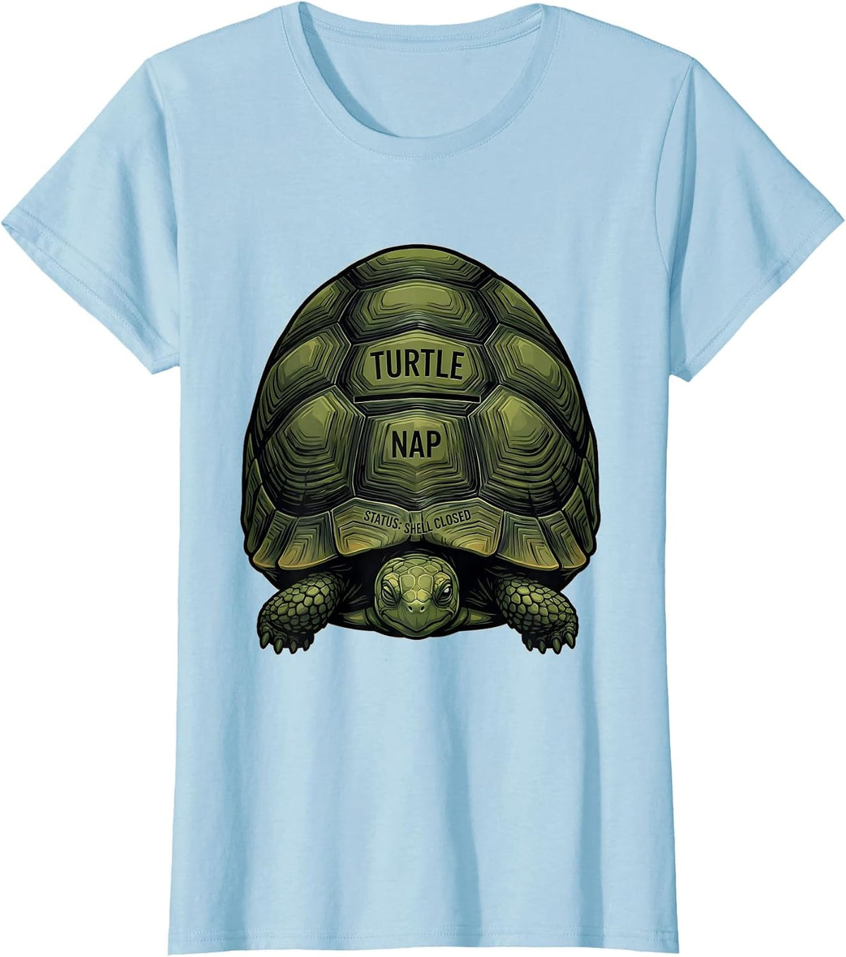 Turtle Nap Status Shell Closed Cute Animal Lover Sleepshirt T-Shirt - Baby Blue