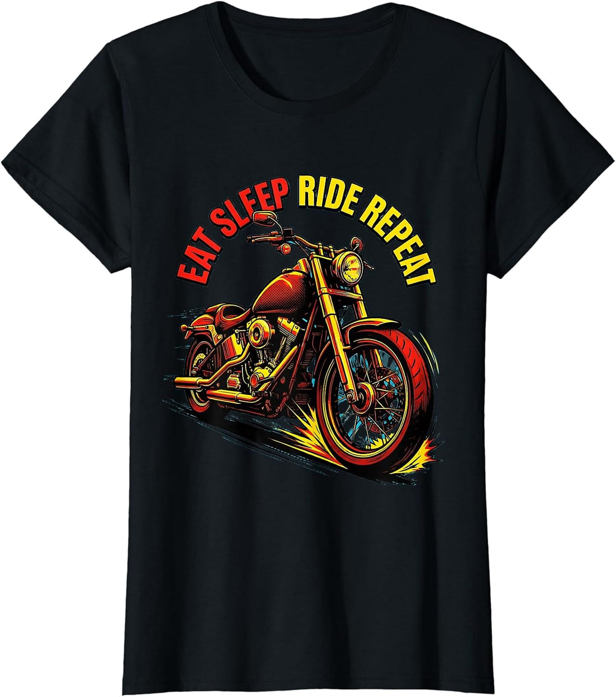 Eat Sleep Ride Repeat Motorcycle Design for Men T-Shirt - Black