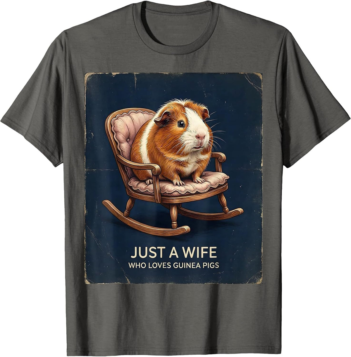 Men's Just A Wife Who Loves Guinea Pigs Vintage Guinea Pig Lover T-Shirt - Asphalt Grey