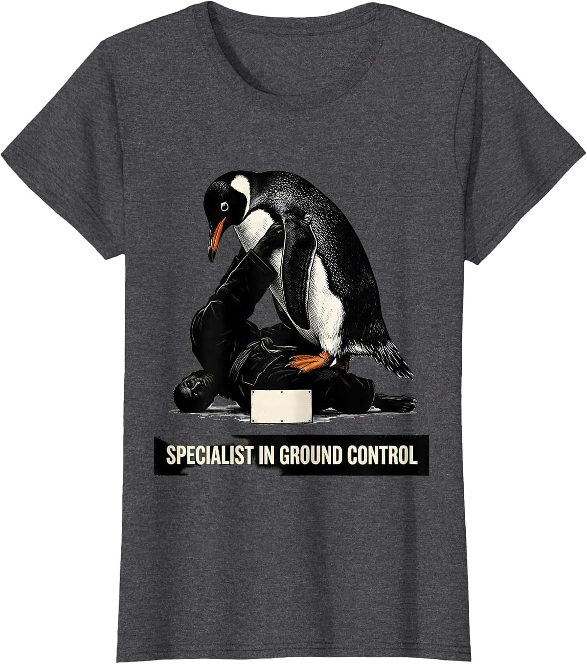 Women's Specialist In Ground Control Funny Penguin Martial Arts T-Shirt - Dark Heather Grey