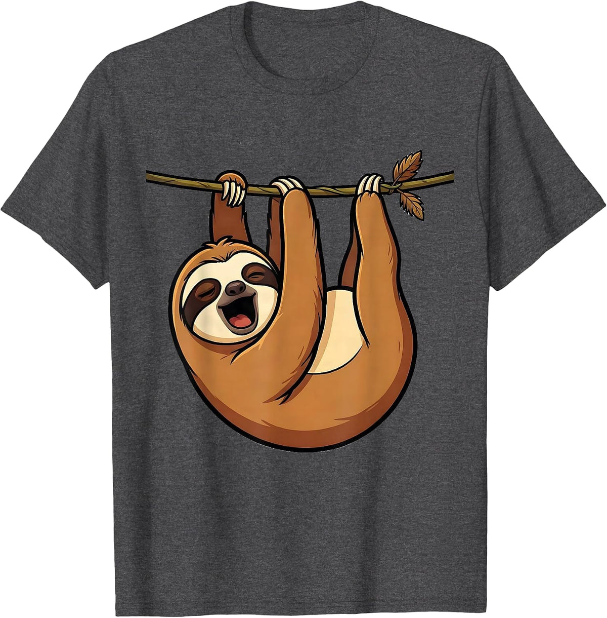 Rounded Sloth Cartoon Funny Sloth Lover Gift T-Shirt - Dark Heather Grey