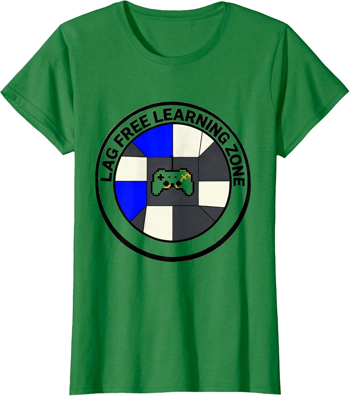 Lag Free Learning Zone Teacher Tech Gaming Design T-Shirt - Kelly Green