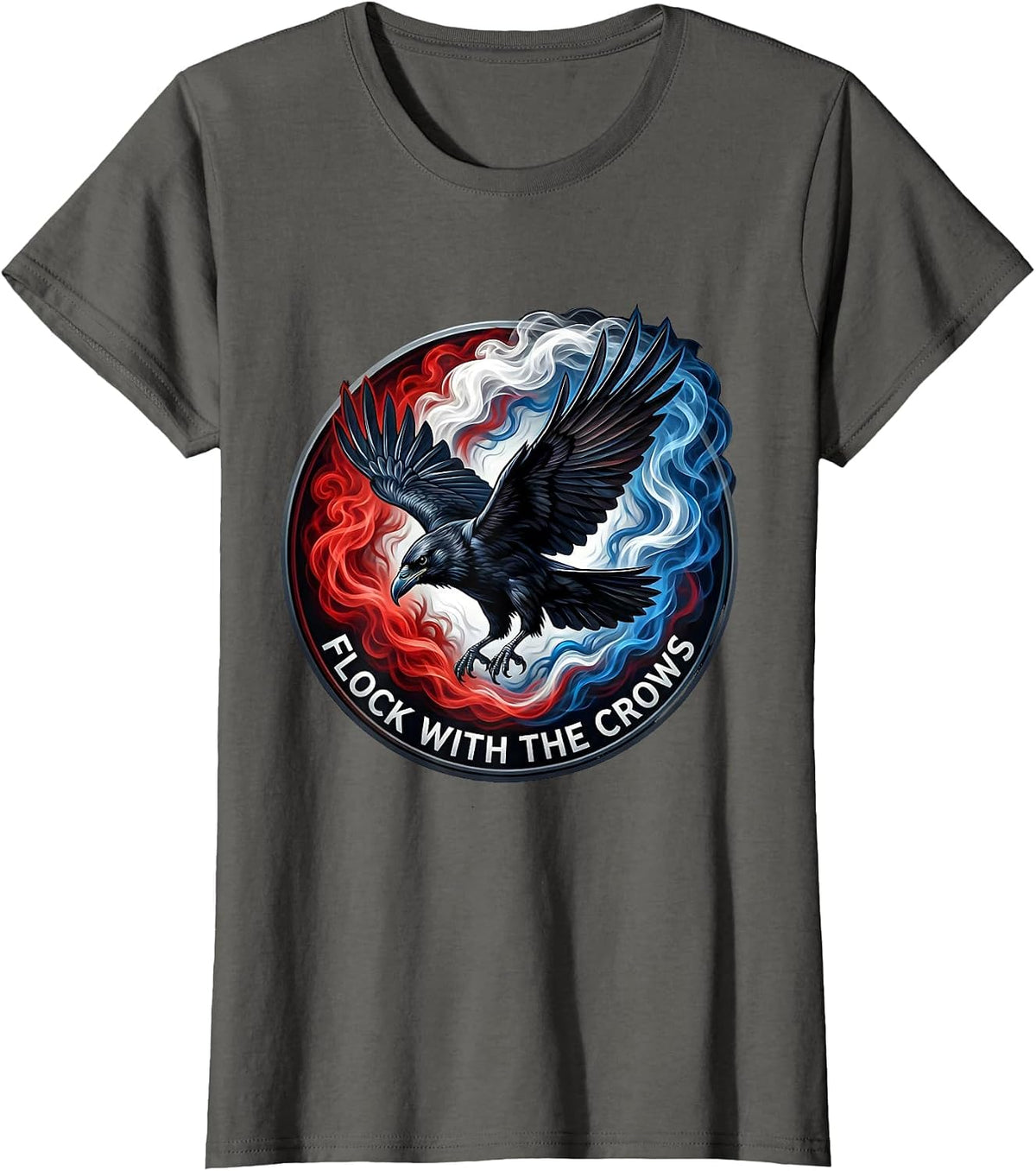 Women's Flock With The Crows Dark Bird Lover Design T-Shirt - Asphalt Grey