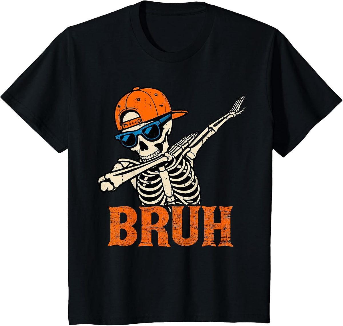 Bruh Spooky Dabbing Skeleton Halloween Custome for Boys Men T-Shirt - Black