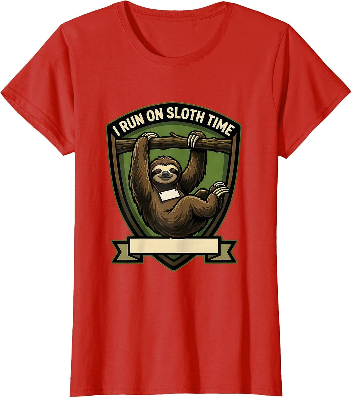 Women's I Run On Sloth Time Funny Sloth Lover Animal Humor T-Shirt - Red