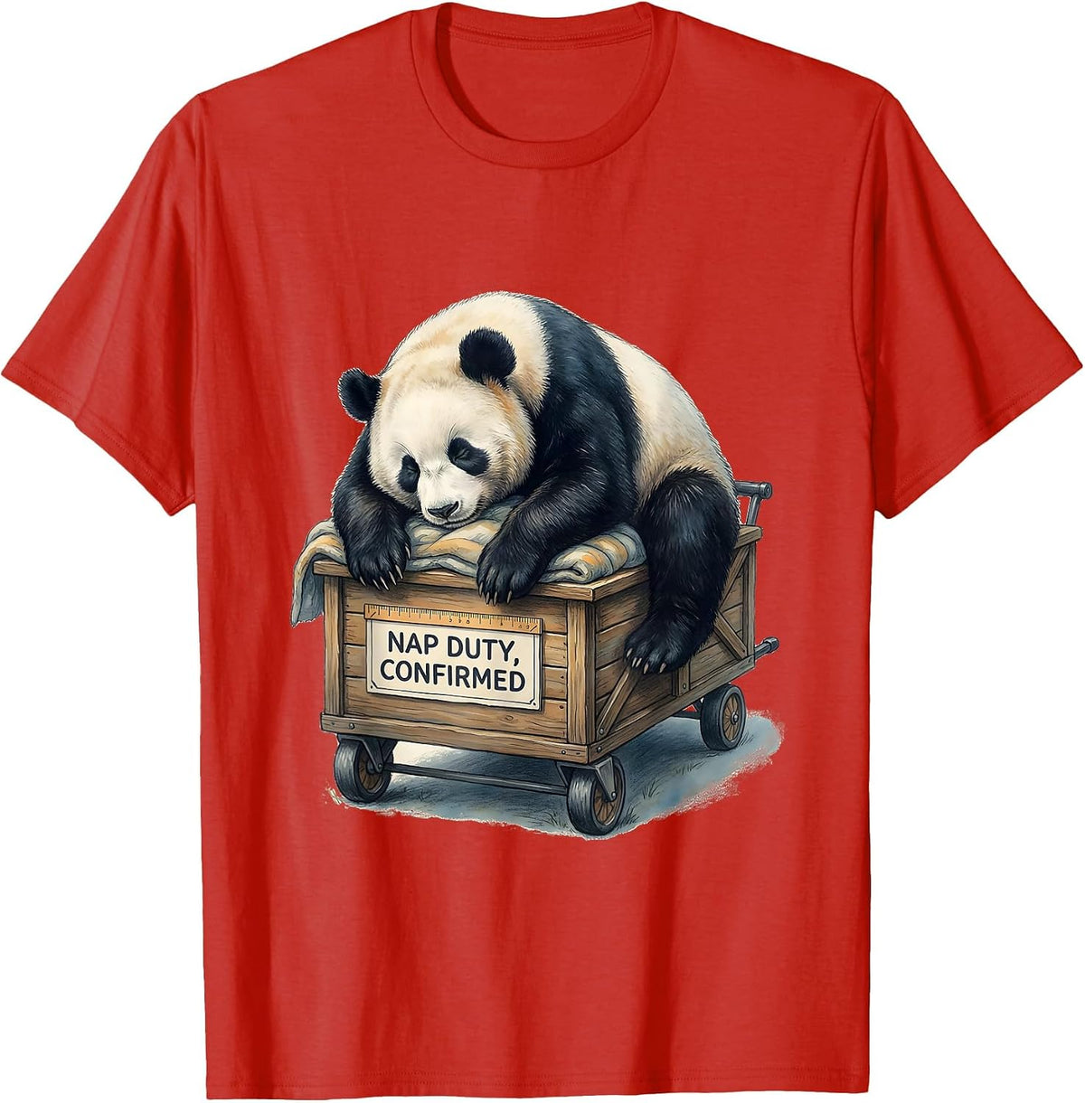 Men's Nap Duty Confirmed Funny Panda Bear Animal Lover Gift T-Shirt - Red