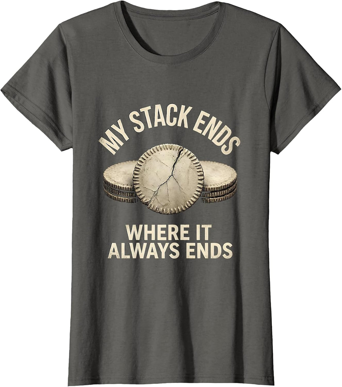 Women's My Stack Ends Where It Always Ends Funny Poker Player T-Shirt - Asphalt Grey