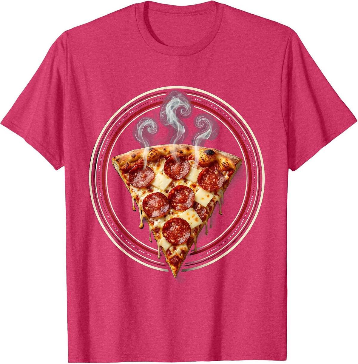 Friday Pizza Slice Steaming Graphic Design T-Shirt - Red Heather