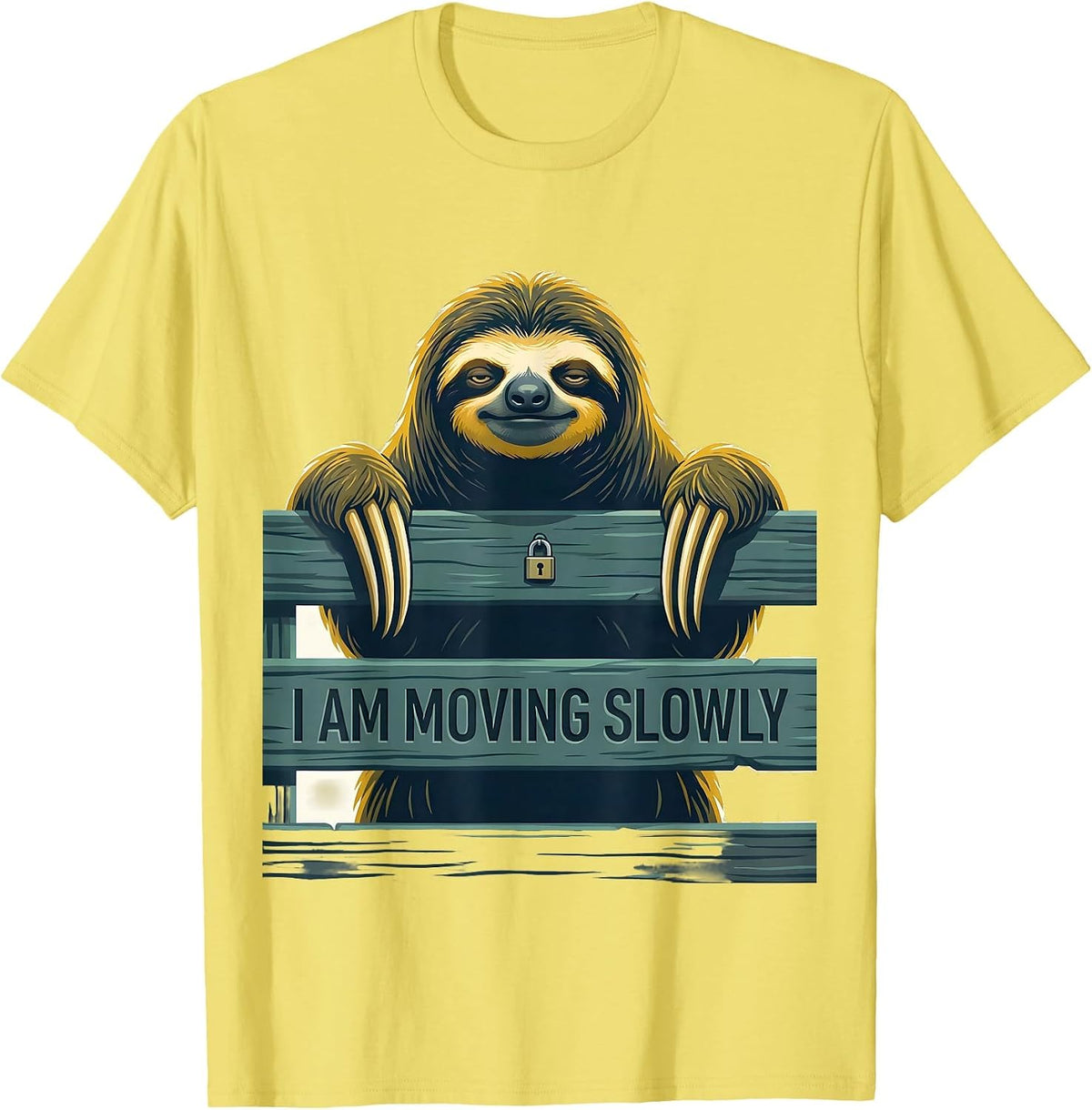 Men's I Am Moving Slowly Funny Sloth Lover Gift T-Shirt - Lemon Yellow