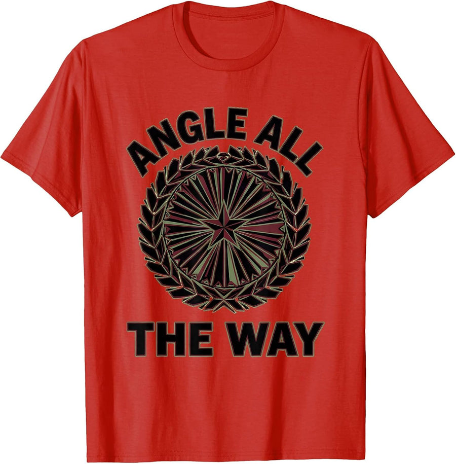 Men's Angle All The Way Screenprint Math Teacher Christmas STEM T-Shirt - Red