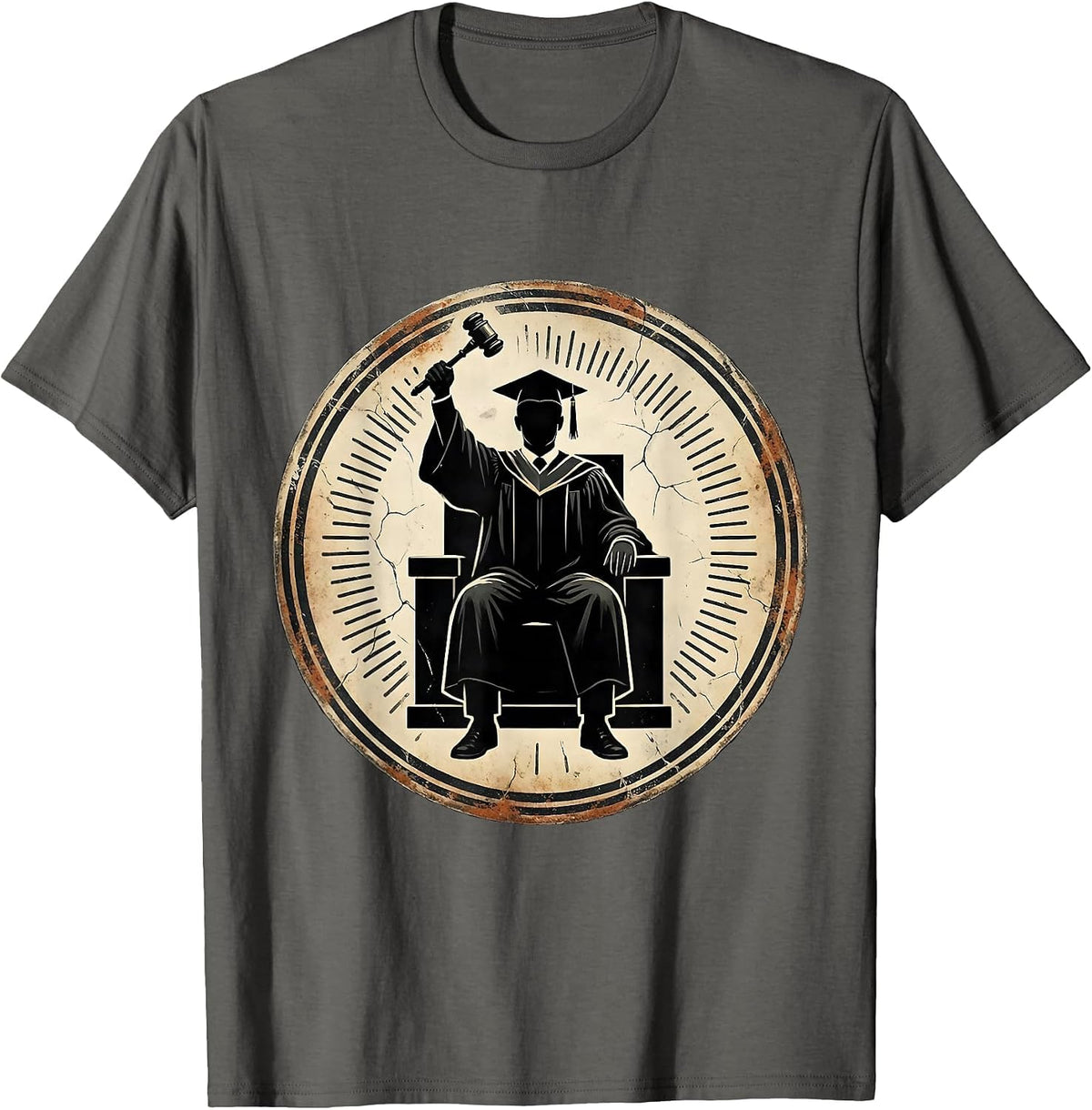 Doctoral Graduate Distressed Graduation Gift T-Shirt - Asphalt Grey