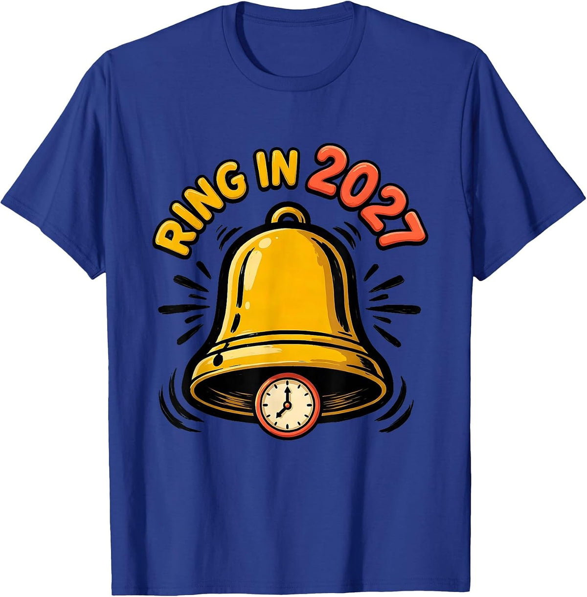 Men's Ring In 2027 Cartoon Festive New Year Party Novelty T-Shirt - Royal Blue