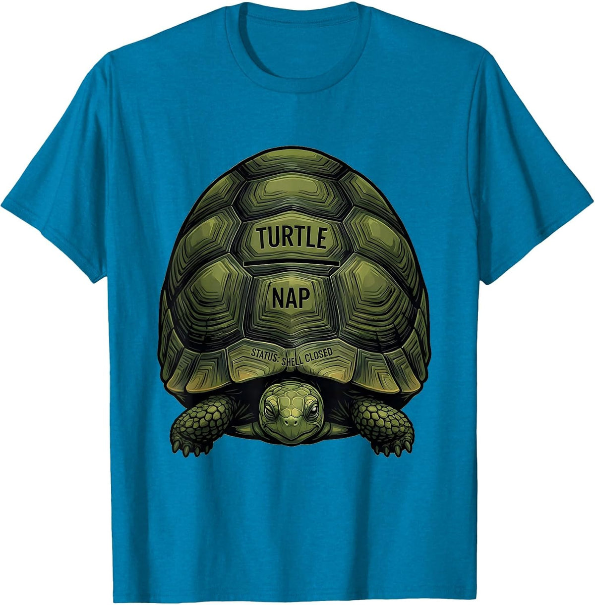 Turtle Nap Status Shell Closed Cute Animal Lover Sleepshirt T-Shirt - Sapphire Blue