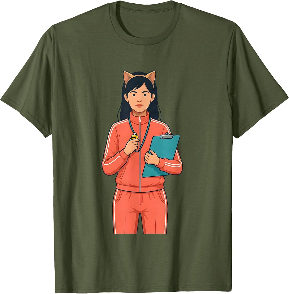 Men's Calm P.E. Teacher Halloween Costume Humor T-Shirt - Olive Green