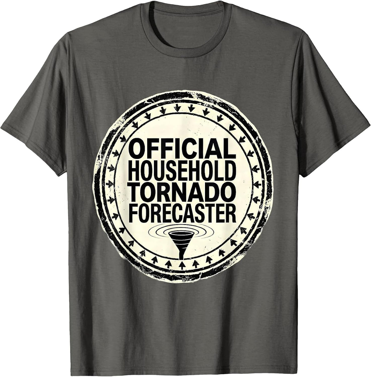 Men's Official Household Tornado Forecaster Funny Storm Chaser T-Shirt - Asphalt Grey