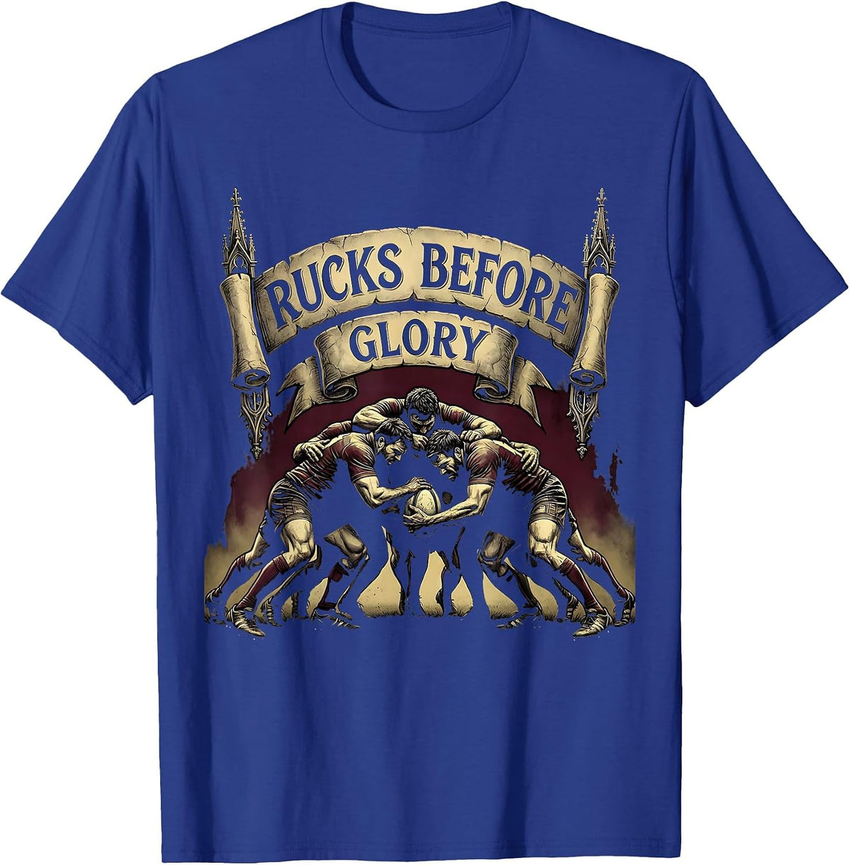 Men's Rucks Before Glory Rugby Graphic Design T-Shirt - Royal Blue