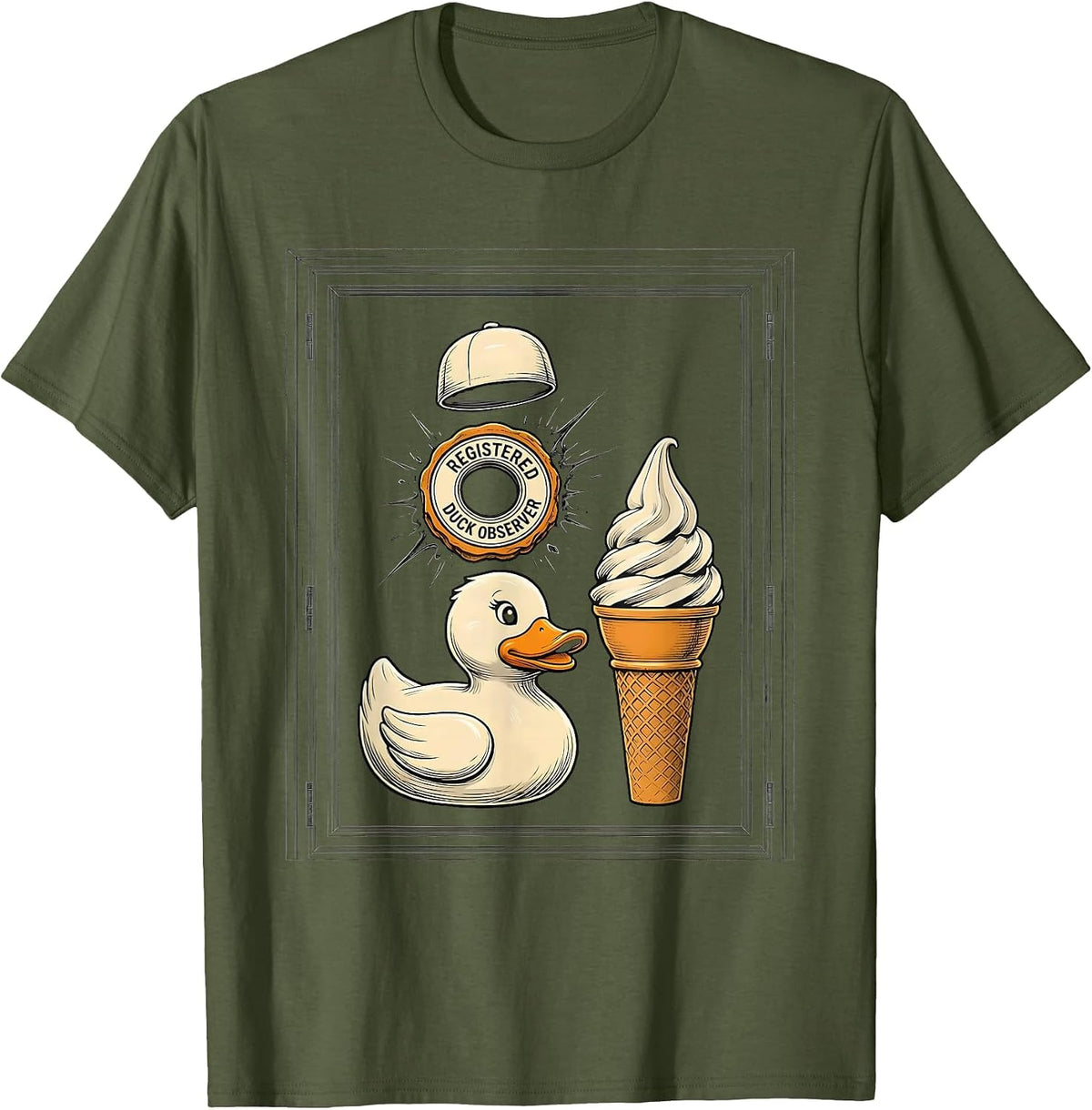 Registered Duck Observer Funny Cruise Duck Hunting Free Ice T-Shirt - Olive Green