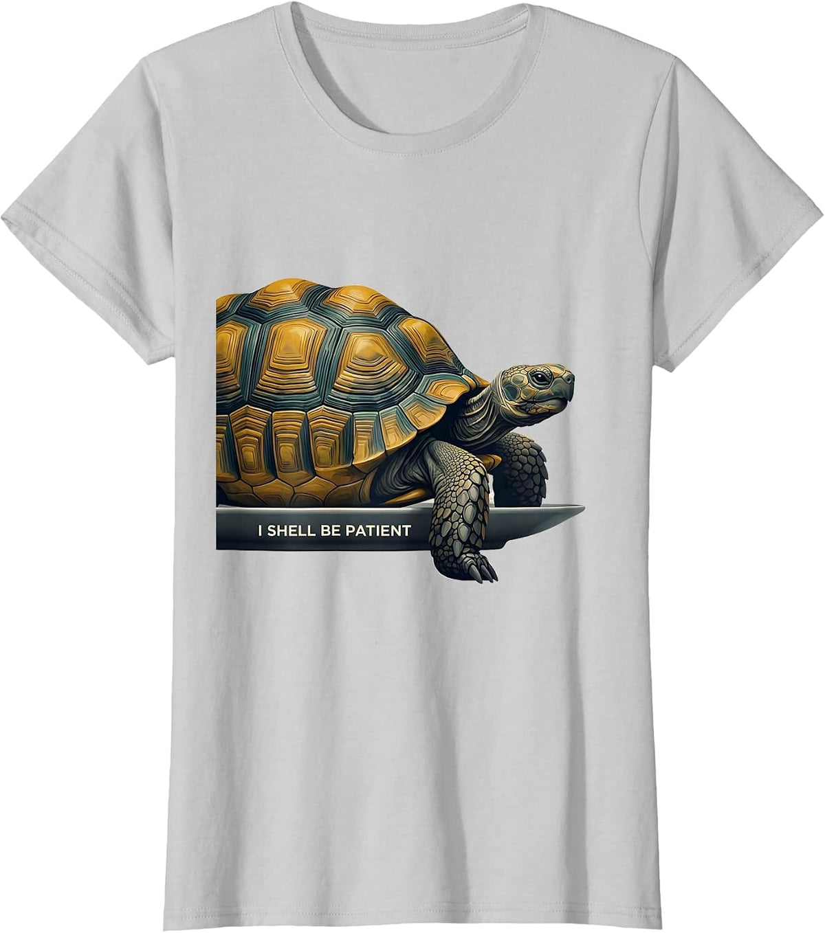 I Shell Be Patient Midcentury Modern Turtle Lover Gift T-Shirt - Silver Grey