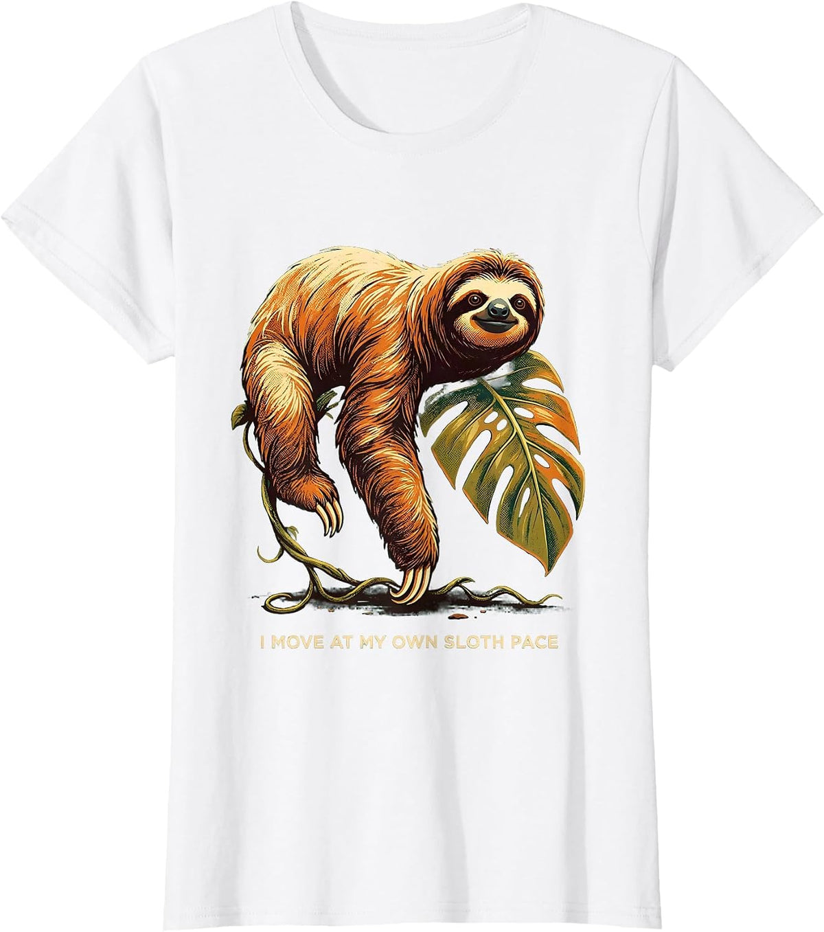Women's I Move At My Own Sloth Pace Funny Sloth Lover Gift T-Shirt - White