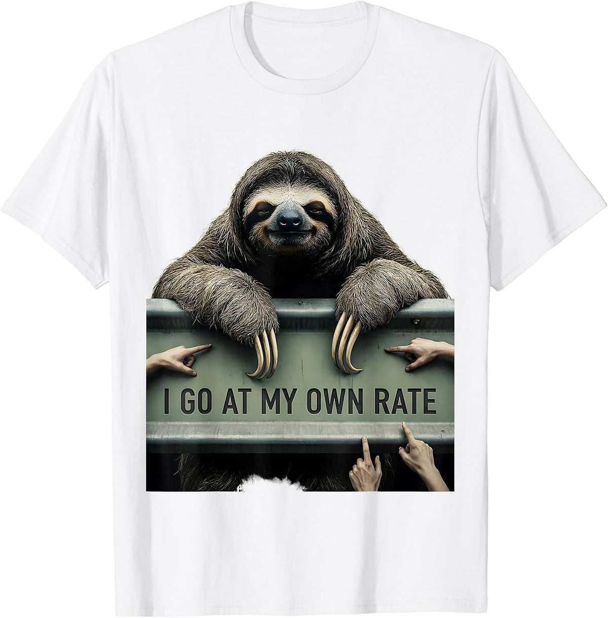 Men's I Go At My Own Rate Funny Sloth Lover Animal Humor Gift T-Shirt - White