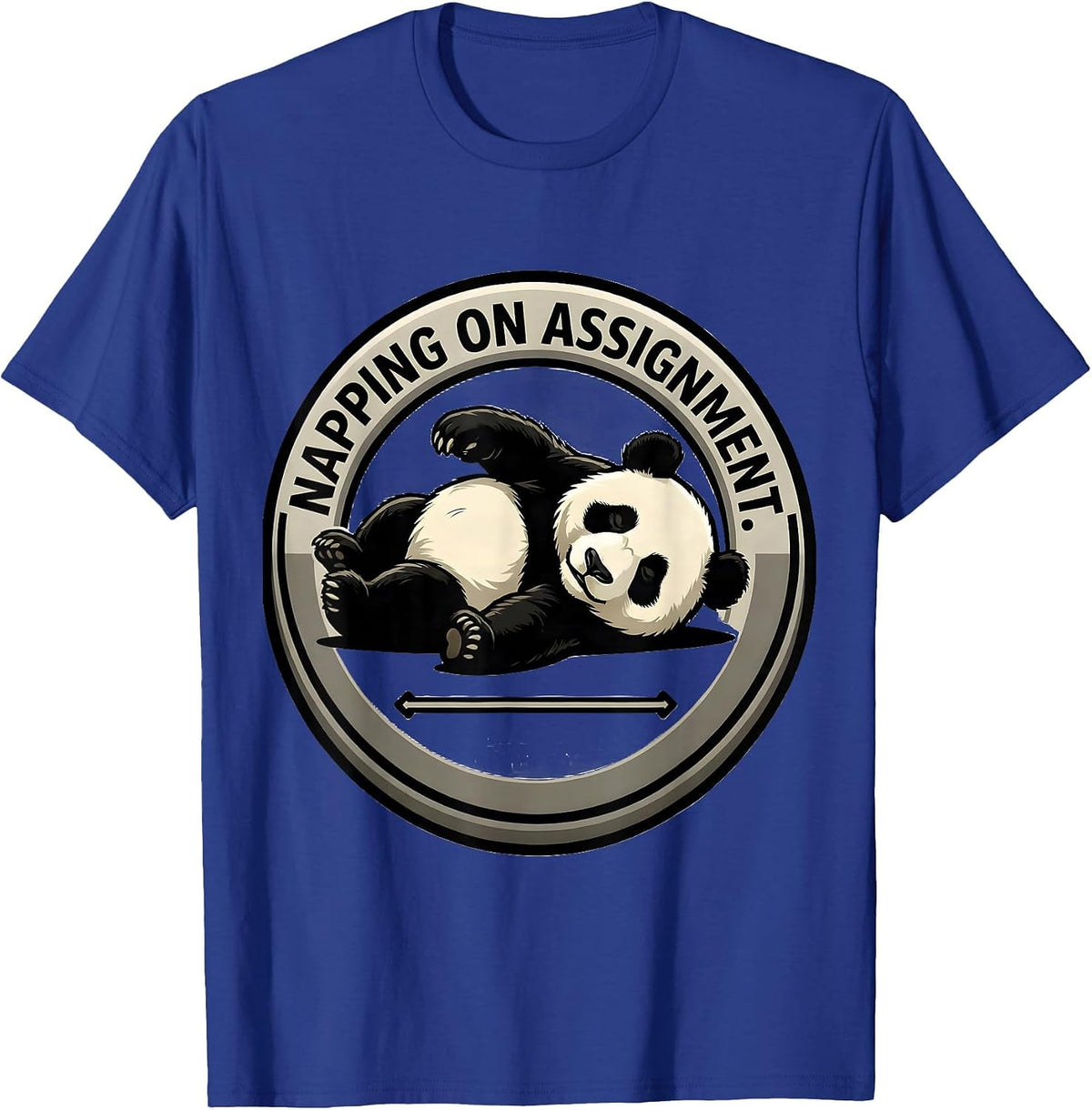 Napping On Assignment Funny Panda Bear Animal Humor T-Shirt - Royal Blue