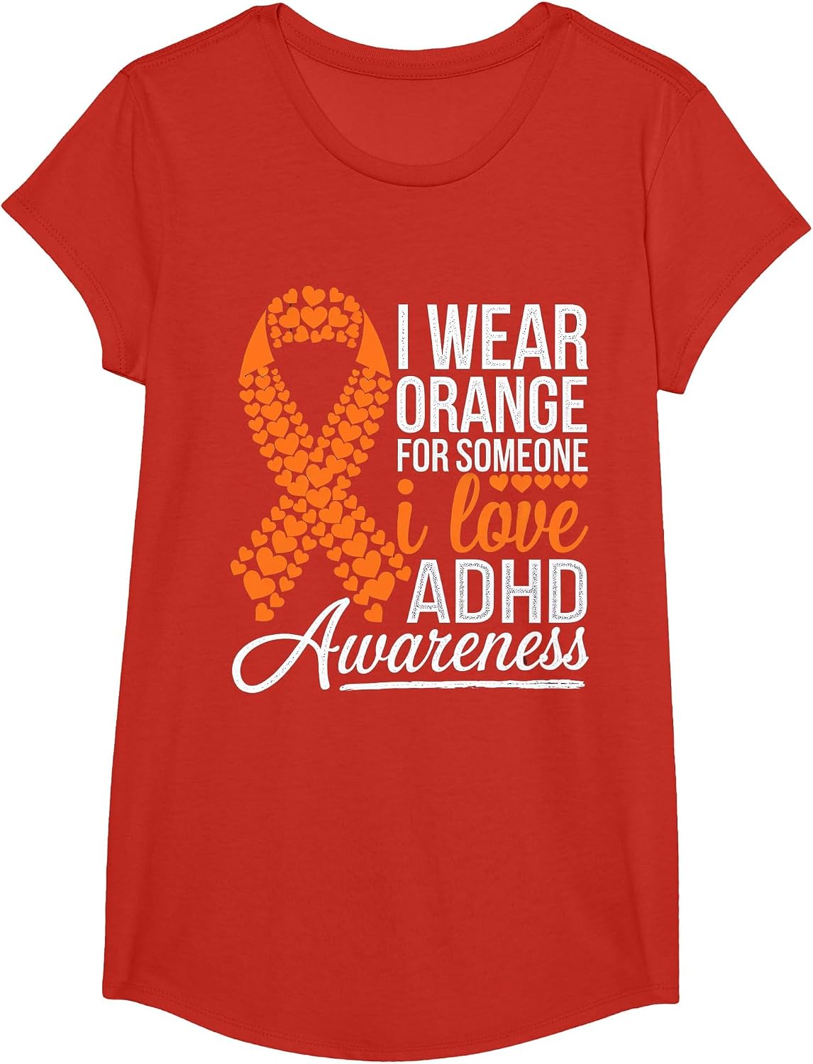 ADHD Awareness Month ADHD Embrace Neurodiversity T-Shirt - Girls Red