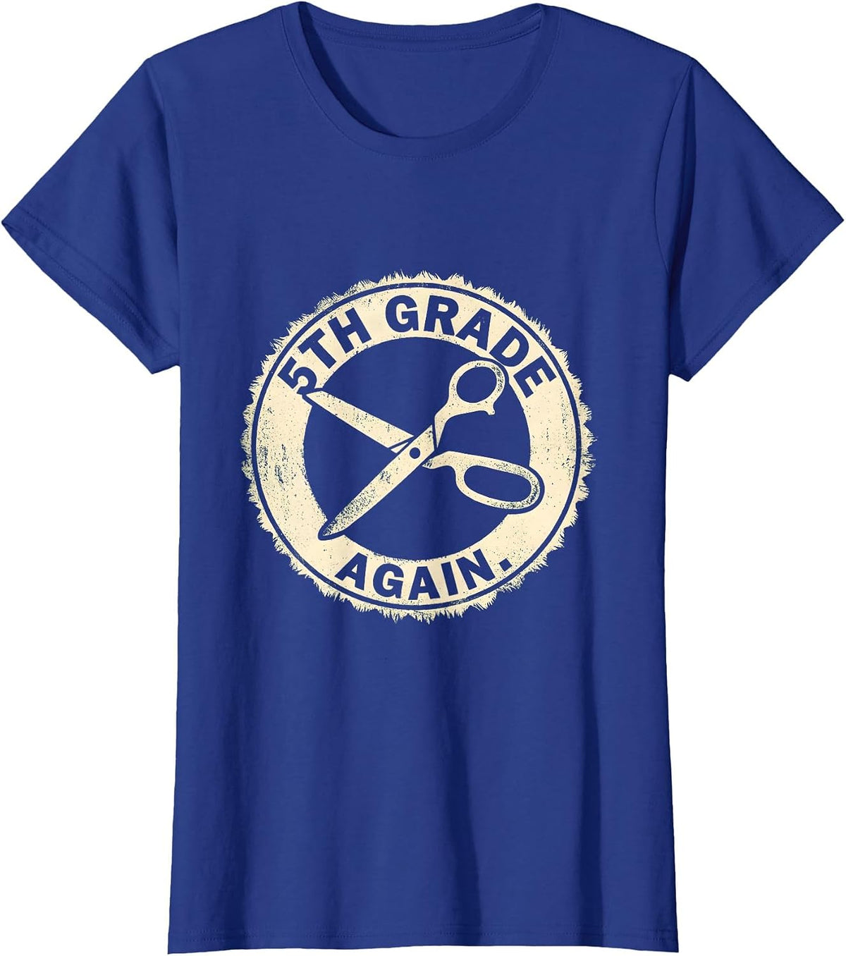 Women's 5th Grade Again Rubber Stamp Dabbing Boy Back To School T-Shirt - Royal Blue