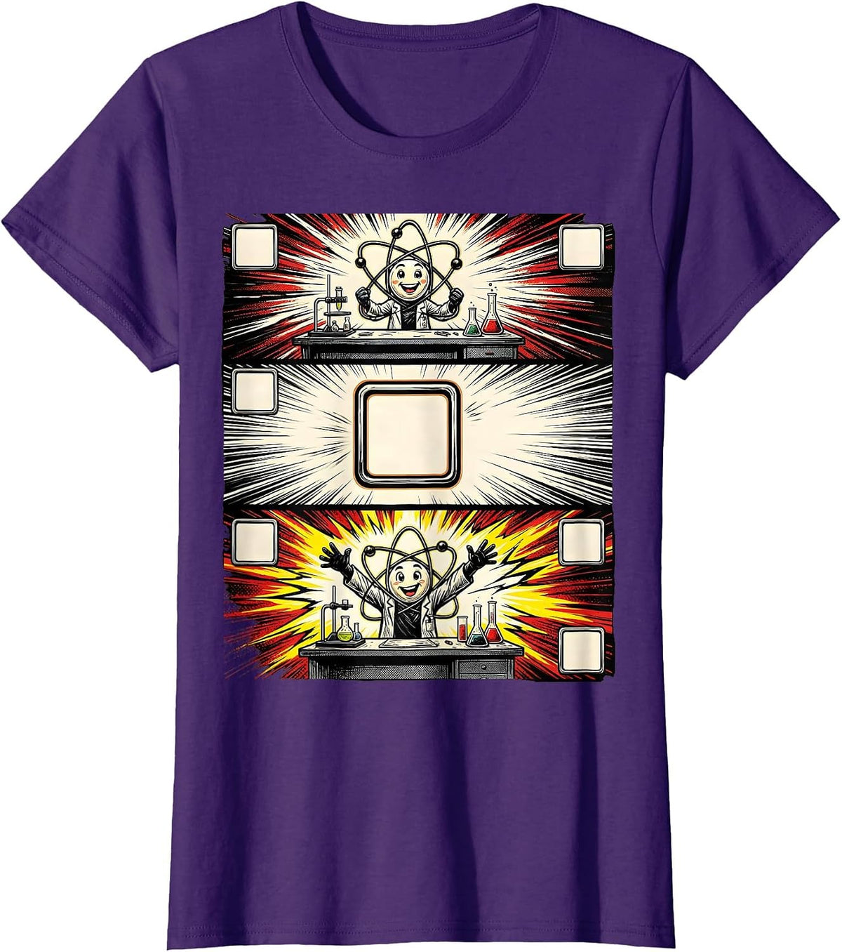 Women's Atom Comic Strip Science Humor Student Gift T-Shirt - Purple