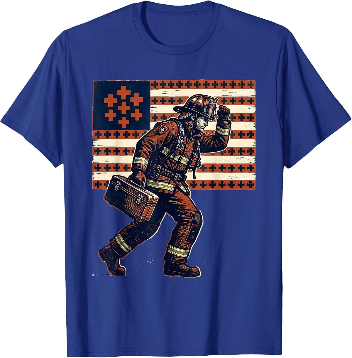 Men's Paramedic American Flag Patriotic Occupation Pride T-Shirt - Royal Blue